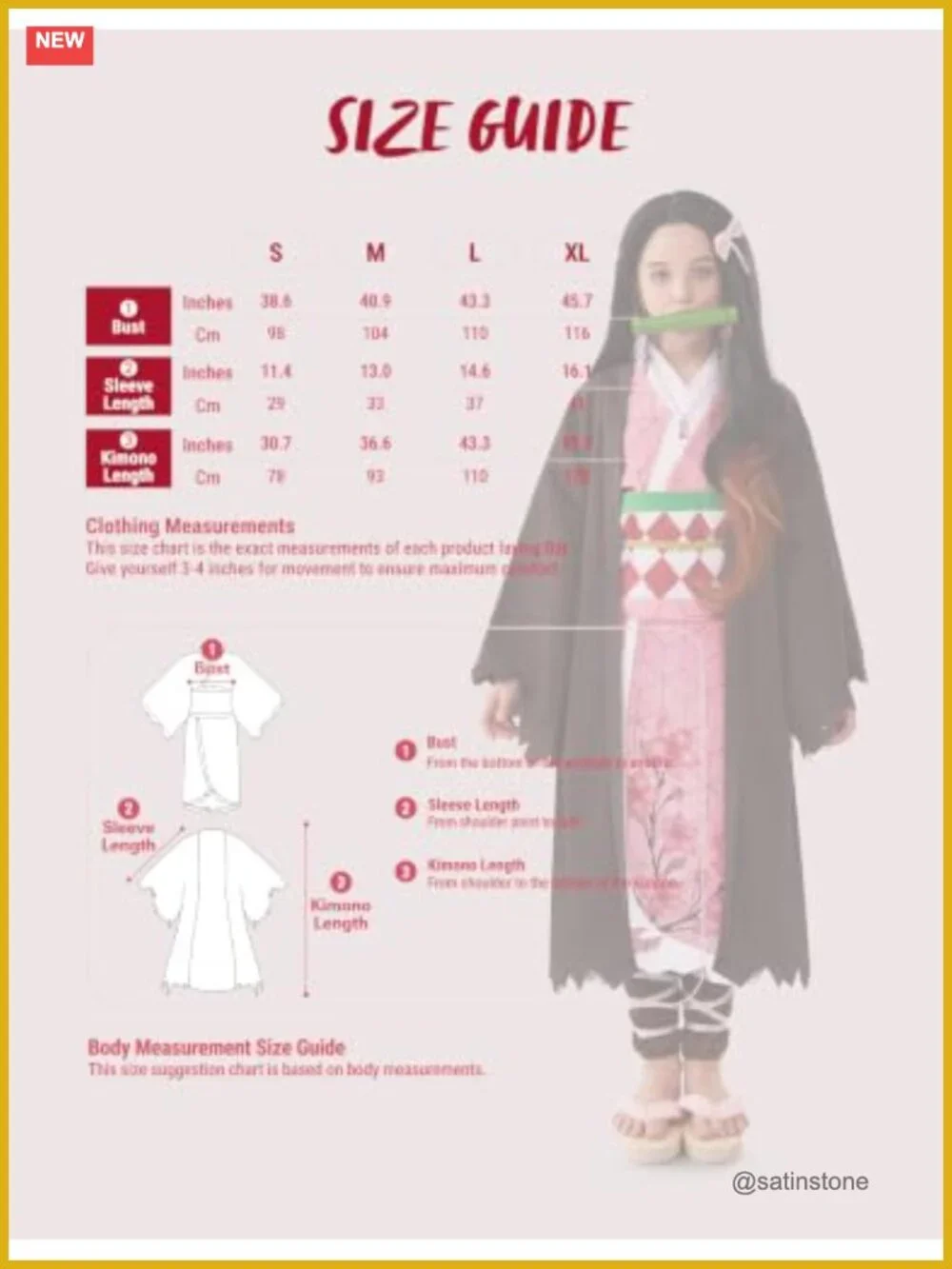 Kids Ninja Kimono Costume Set with Wig, Halloween Cosplay, Polyester, 10-12Y